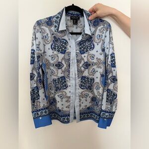 Rachel Zoe printed satin button down top